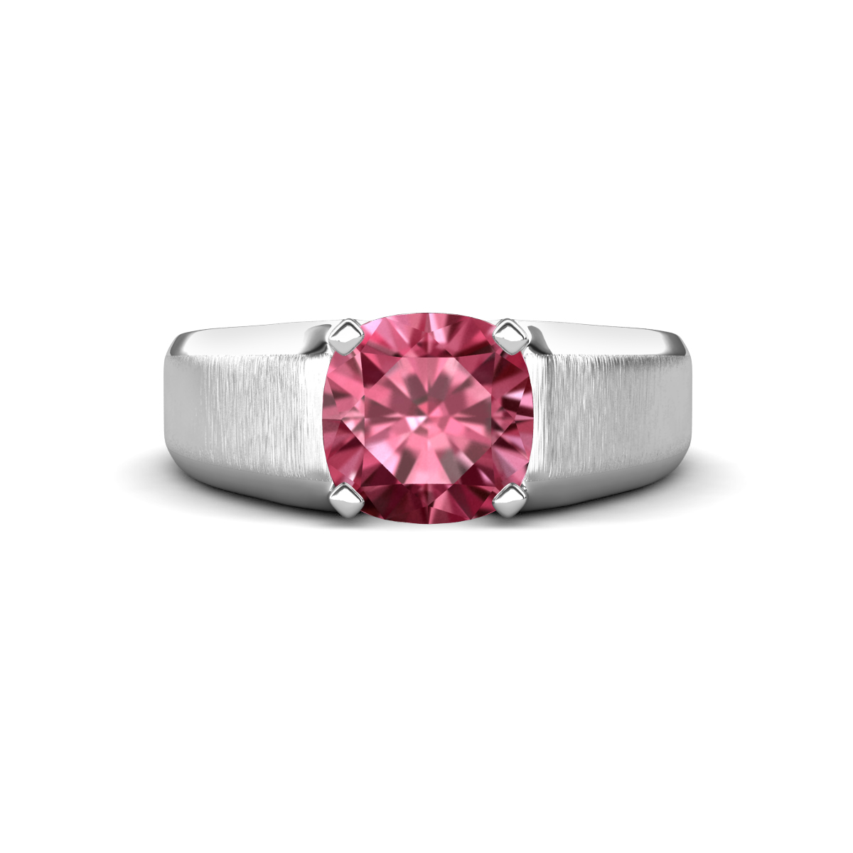 Jude 2.00 ct Cushion Shape Pink Tourmaline Solitaire Men Wedding Band (8 mm) 